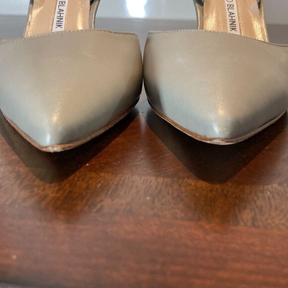 Authentic Manolo Blahnik Grey Sz 39 Sling backs - Picture 10 of 17